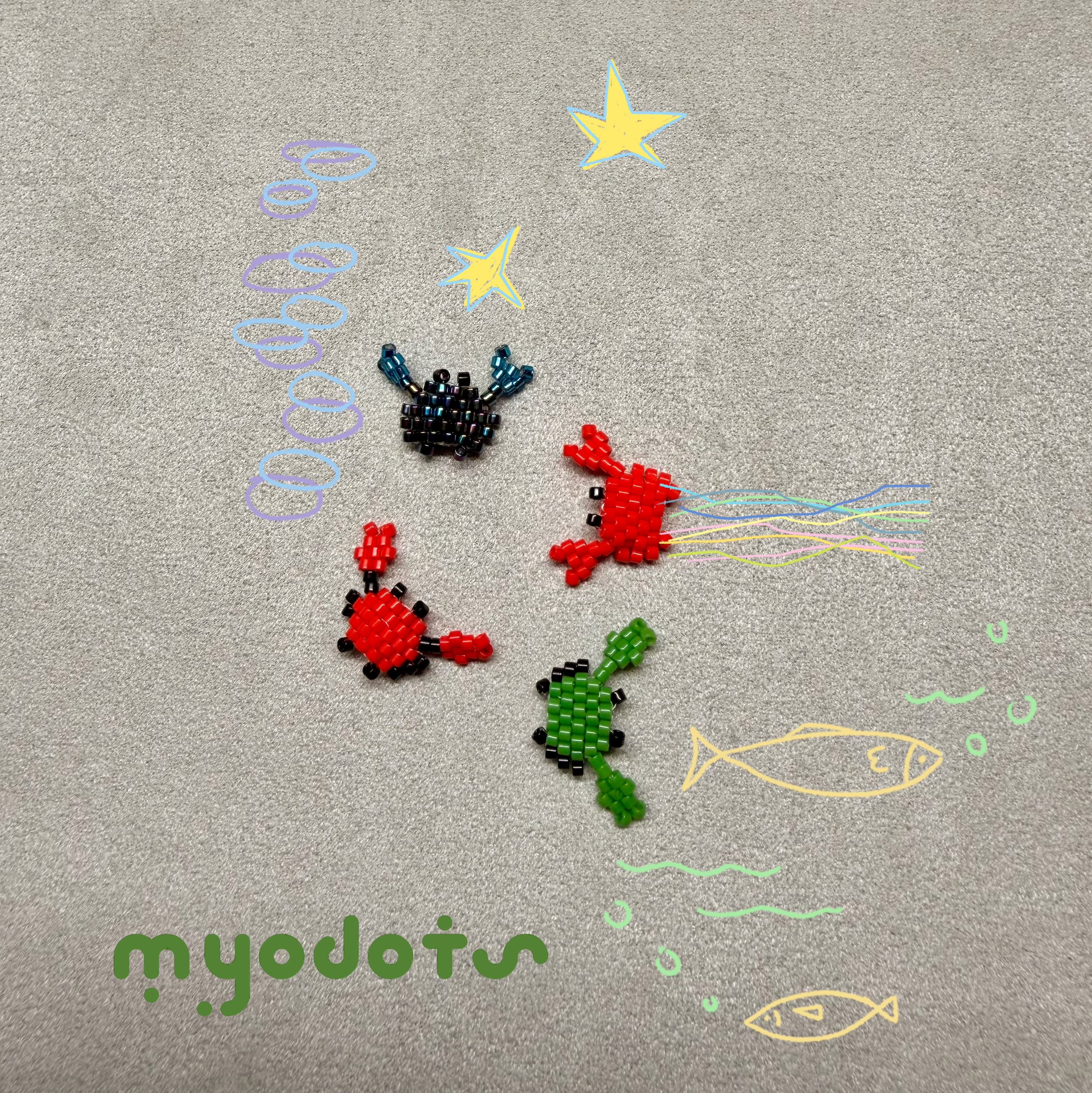 Beaded 2-sided Mini Crab pattern